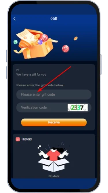 Type a valid gift code